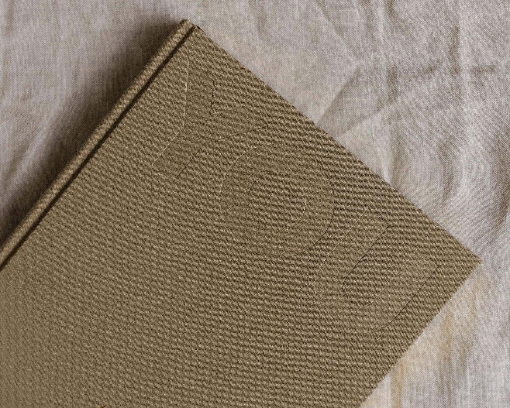 YOU Debossing Front Cover Linen Olive