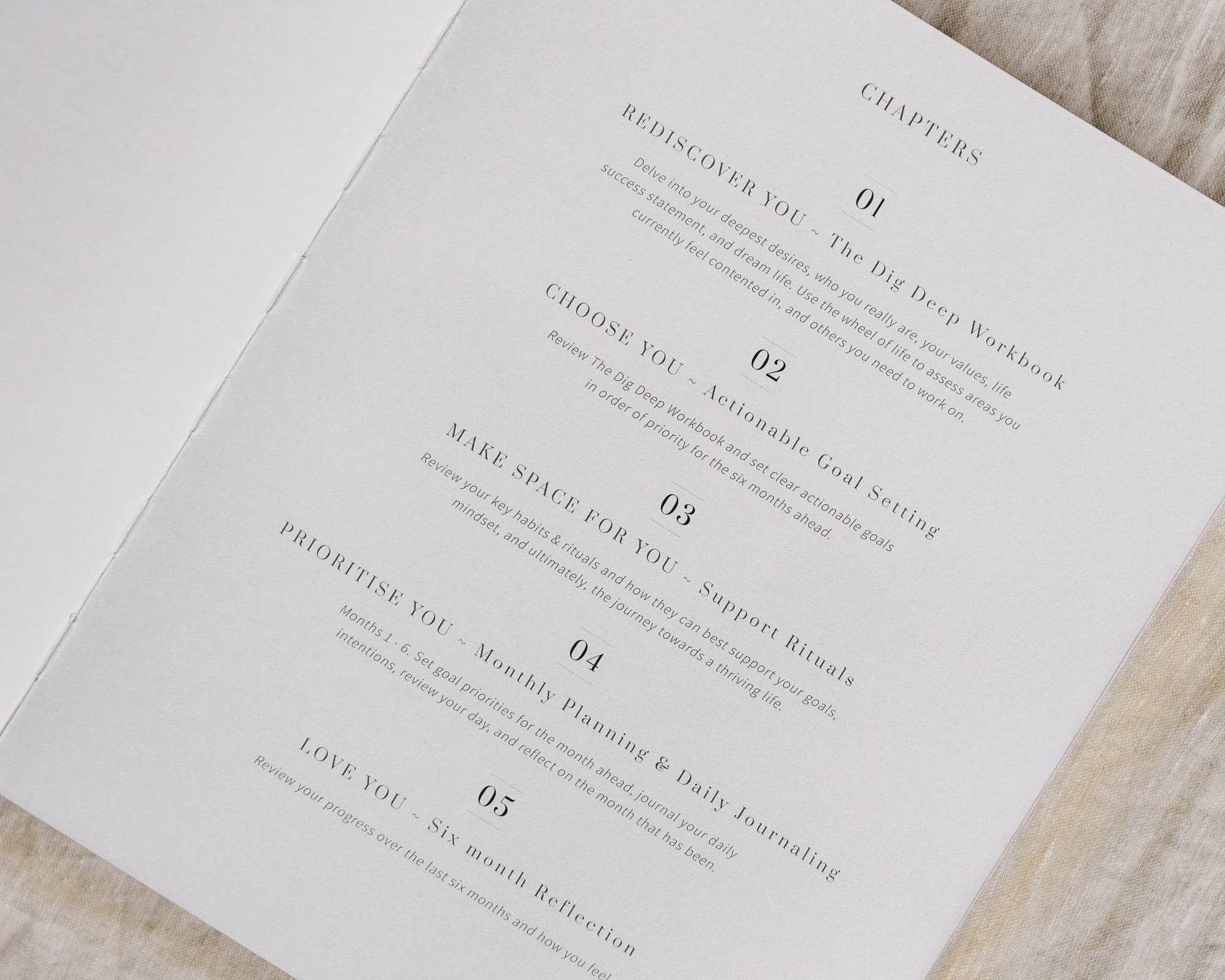 Six Chapter Headings YOU. The Well-being Journal